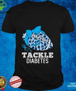 Women Tackle Diabetes Awareness Blue Ribbon Football T Shirt tee 2 Women Tackle Diabetes Awareness Blue Ribbon Football T Shirt tee