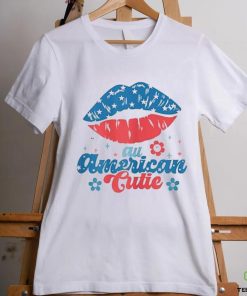 Womens All America Cutie Funny Patriotic American Flag T Shirt