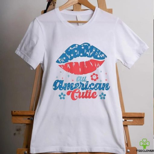 Womens All America Cutie Funny Patriotic American Flag T Shirt