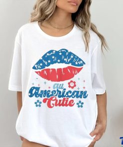 Womens All America Cutie Funny Patriotic American Flag T Shirt