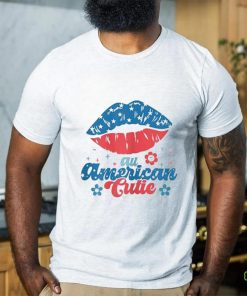 Womens All America Cutie Funny Patriotic American Flag T Shirt