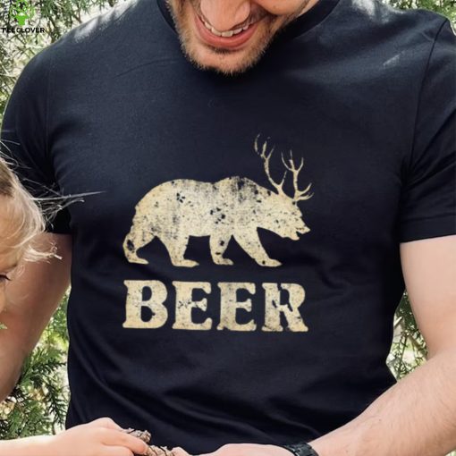 Womens Beer T Shirt Vintage Bear Deer Funny Beer T Shirt