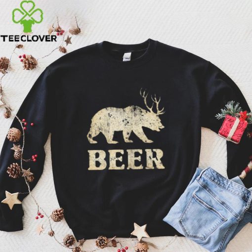 Womens Beer T Shirt Vintage Bear Deer Funny Beer T Shirt