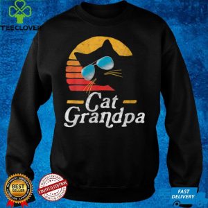 Womens Cat Grandpa Vintage Eighties Style Cat Retro Sunglasses V Neck T Shirt