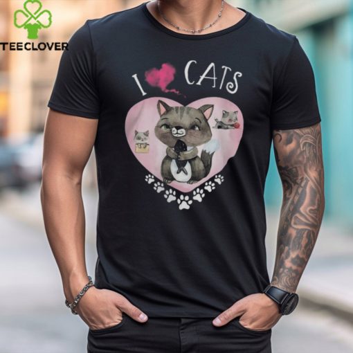 Womens Cats 365 I Love My Cats V Neck T Shirt