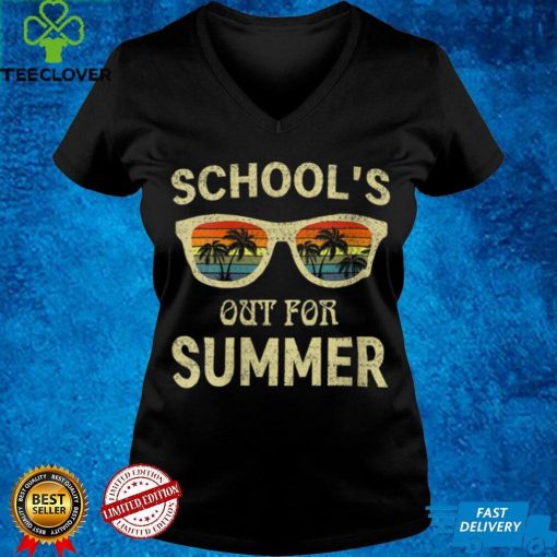 Womens Cute Retro Last Day Of School Schools Out For Summer Teacher V Neck T Shirt