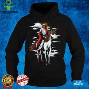 Womens Funny Jesus Riding a Unicorn Christ on a Unicorn V Neck T Shirt