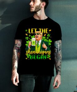 Womens Funny Trump St Patrick's Day Beer Let The Shenanigans Begin Shirt