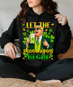 Womens Funny Trump St Patrick's Day Beer Let The Shenanigans Begin Shirt