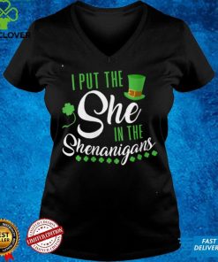Womens I Put The She In Shenanigan St Patrick's Day Women V Neck T Shirt