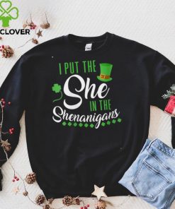 Womens I Put The She In Shenanigan St Patrick's Day Women V Neck T Shirt 1 Womens I Put The She In Shenanigan St Patrick's Day Women V Neck T Shirt