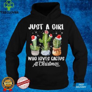 Womens Just a girl who loves Cactus Christmas Cactus Lover V Neck T Shirt
