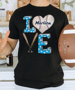 Women's Miami Marlins Tiny Turnip Black Baseball Love T Shirt