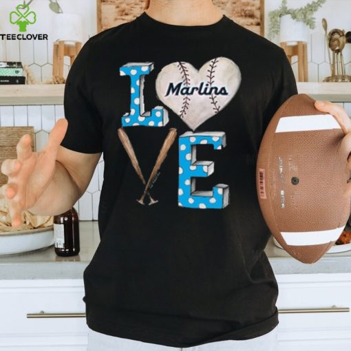 Women’s Miami Marlins Tiny Turnip Black Baseball Love T Shirt