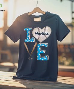 Women's Miami Marlins Tiny Turnip Black Baseball Love T Shirt