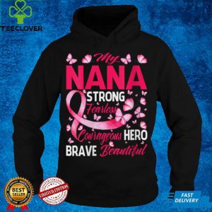 Womens My Nana Pink Ribbon Warrior Inspirational Breast Cancer V Neck T Shirt