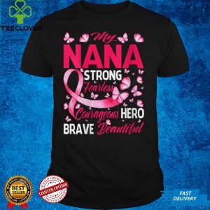 Womens My Nana Pink Ribbon Warrior Inspirational Breast Cancer V Neck T Shirt 1 Womens My Nana Pink Ribbon Warrior Inspirational Breast Cancer V Neck T Shirt