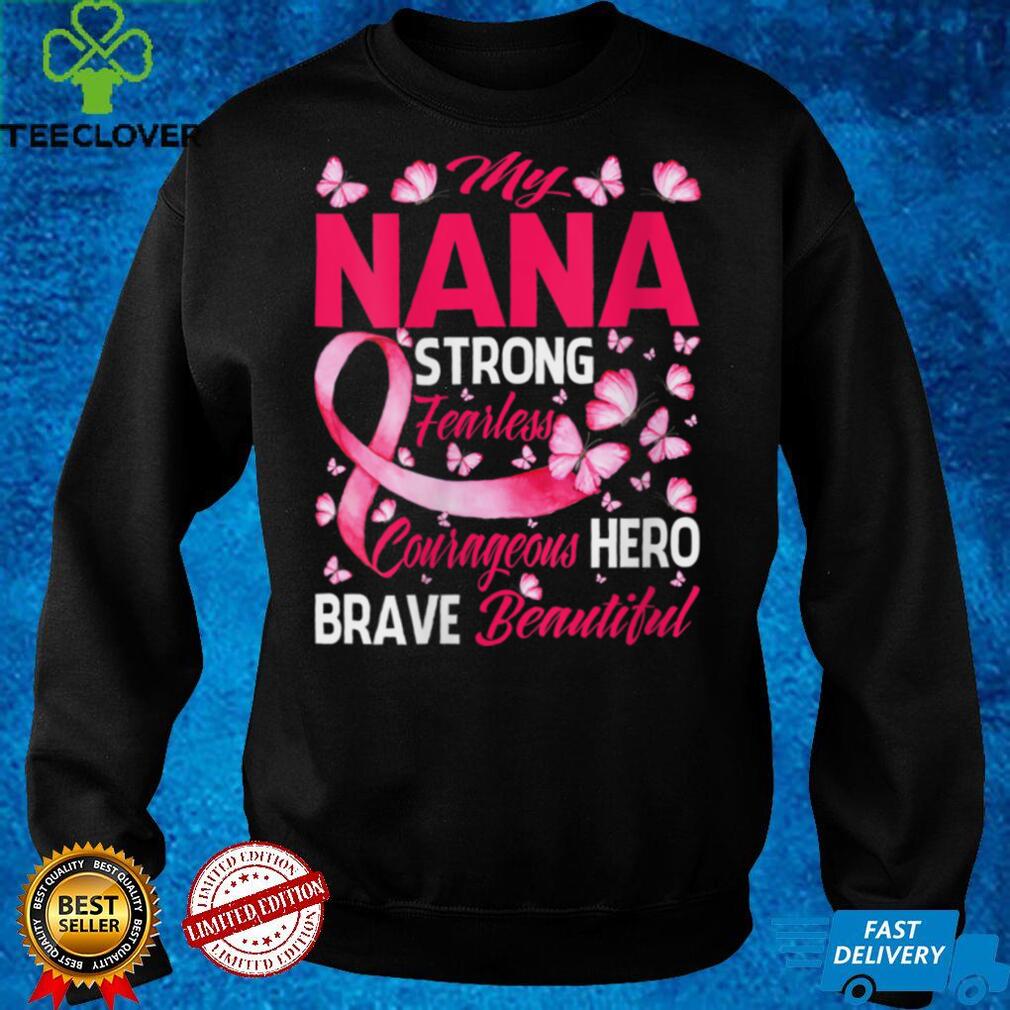 Womens My Nana Pink Ribbon Warrior Inspirational Breast Cancer V Neck T Shirt Womens My Nana Pink Ribbon Warrior Inspirational Breast Cancer V Neck T Shirt