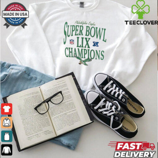 Women’s Nike Natural Philadelphia Eagles Super Bowl LIX Champions Retro Logo Tri Blend Scoop Neck T Shirt