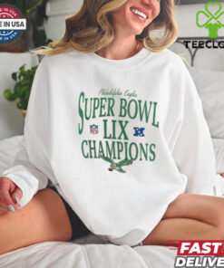 Women's Nike Natural Philadelphia Eagles Super Bowl LIX Champions Retro Logo Tri Blend Scoop Neck T Shirt