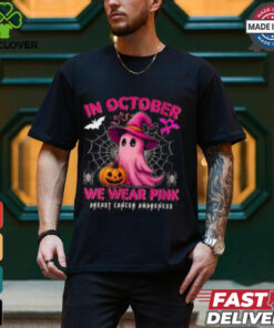 Womens October Breast Cancer Awareness Shirt, Halloween Pink Ribbon Support Tee