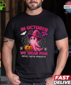 Womens October Breast Cancer Awareness Shirt, Halloween Pink Ribbon Support Tee