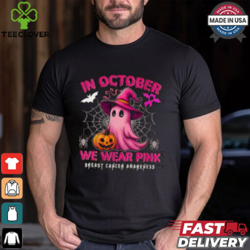 Womens October Breast Cancer Awareness Shirt, Halloween Pink Ribbon Support Tee