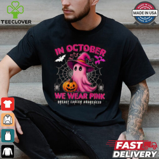 Womens October Breast Cancer Awareness Shirt, Halloween Pink Ribbon Support Tee