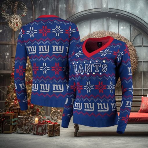 Women’s Royal New York Giants Light Up Ugly Christmas Sweater