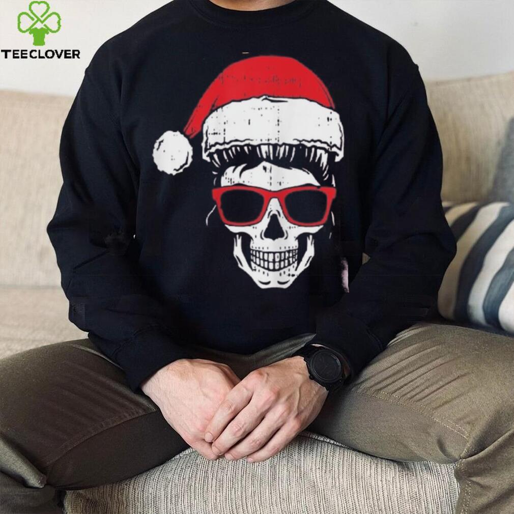 Womens Skeleton Messy Bun Santa Hat Christmas Pajama Skull X Mas Shirt Womens Skeleton Messy Bun Santa Hat Christmas Pajama Skull X Mas Shirt