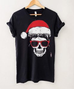 Womens Skeleton Messy Bun Santa Hat Christmas Pajama Skull X Mas Shirt
