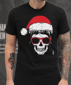 Womens Skeleton Messy Bun Santa Hat Christmas Pajama Skull X Mas Shirt
