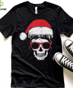 Womens Skeleton Messy Bun Santa Hat Christmas Pajama Skull X Mas Shirt
