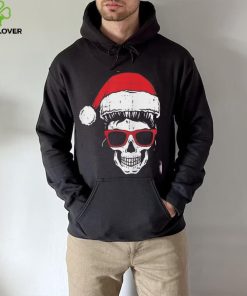 Womens Skeleton Messy Bun Santa Hat Christmas Pajama Skull X Mas Shirt
