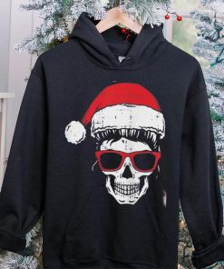 Womens Skeleton Messy Bun Santa Hat Christmas Pajama Skull X Mas Shirt