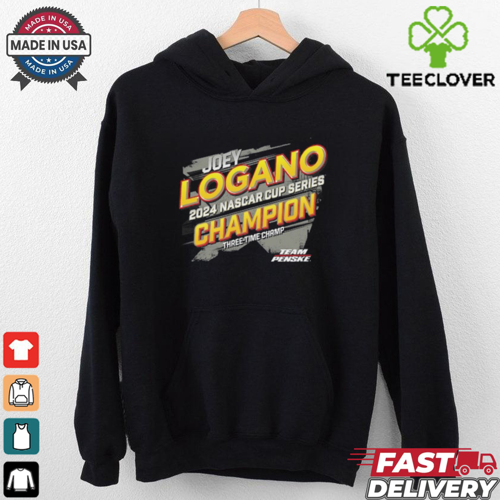 Women's Team Penske Black Joey Logano 2024 NASCAR Cup Series Champion Vintage V Neck T Shirt Women's Team Penske Black Joey Logano 2024 NASCAR Cup Series Champion Vintage V Neck T Shirt
