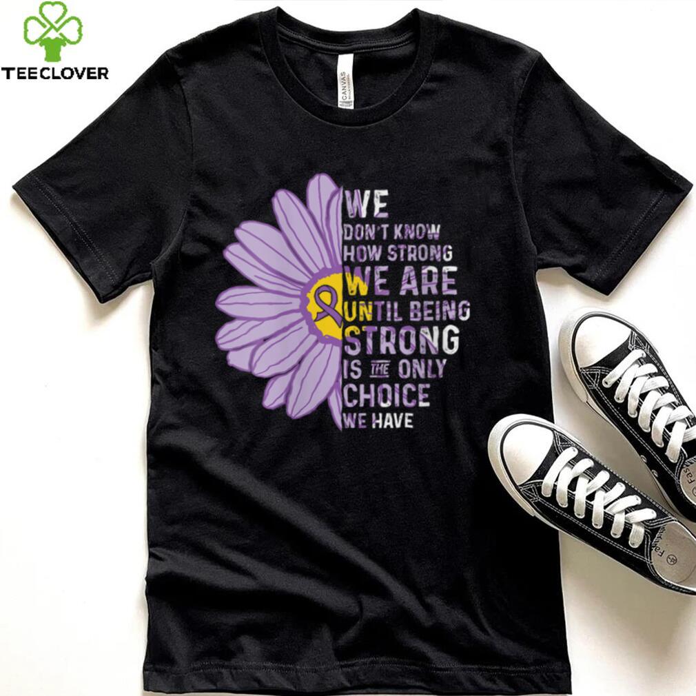 Womens We are Strong  Crohns and Colitis Awareness Supporter Ribbon V Neck T Shirt