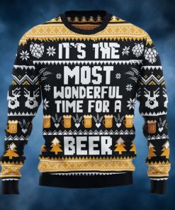 Wonderful Time For A Beer Ugly Christmas Sweater, Faux Wool Sweater, International Beer Day, Gifts For Beer Lovers, Best Christmas Gifts For 2022 – Prinvity