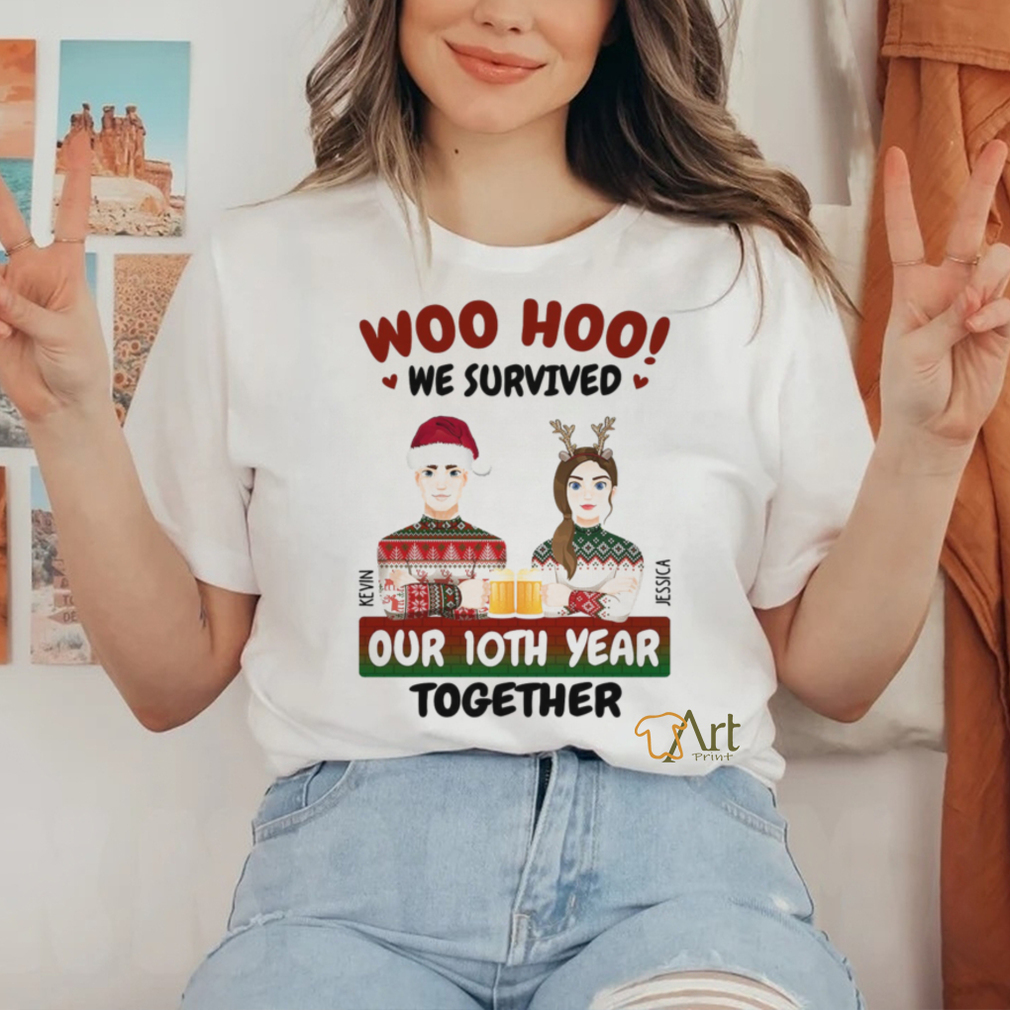 Woo Hoo We Survived Christmas Gift For Couples Personalized T Shirt Woo Hoo We Survived Christmas Gift For Couples Personalized T Shirt