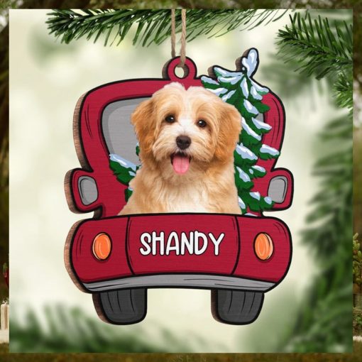 Woof You A Merry Christmas, Parents   Personalized Custom Car Shaped Wood Photo Christmas Ornament   Upload Image, Gift For Pet Lovers, Christmas Gift