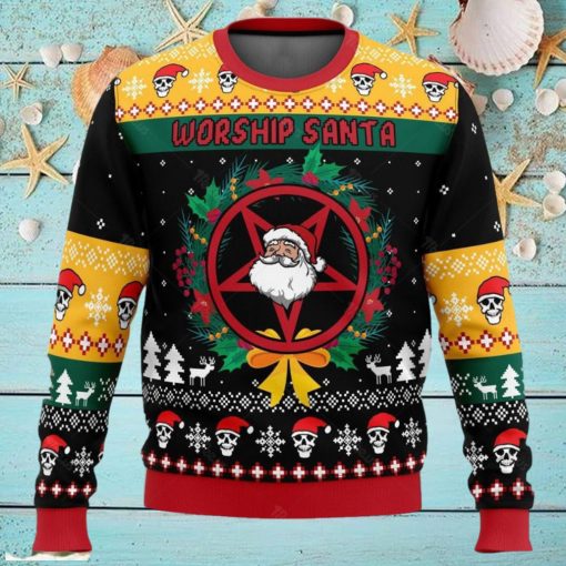 Worship Santa Ugly Sweater – Custom Christmas Family Sweatshirt