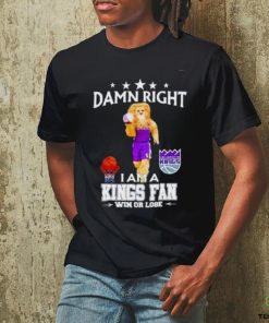 Slamson The Lion Mascot Damn Right I Am A Kings Fan Win Or Lose Shirt