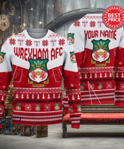 Wrexham AFC EFL Logo Custom Name Ugly Sweater Christmas