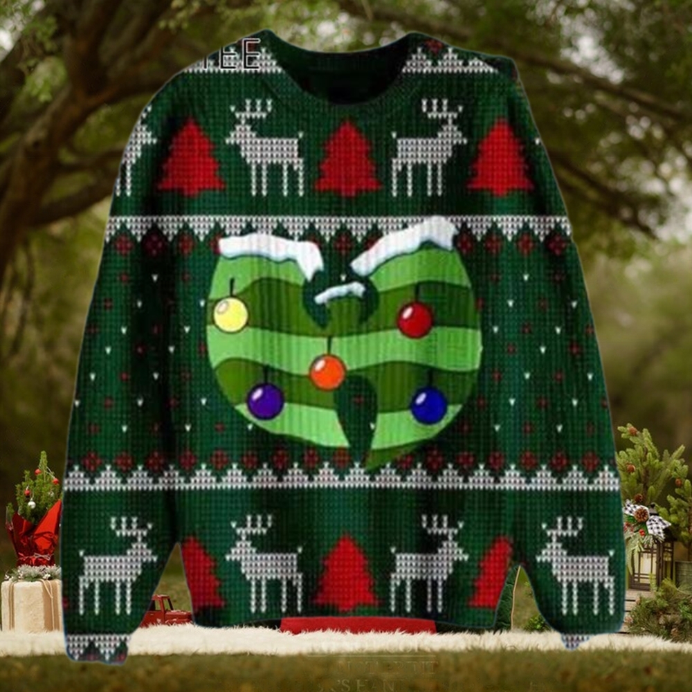 Wu Tang Clan Logo With Chandelier Ugly Christmas Sweater Wu Tang Clan Logo With Chandelier Ugly Christmas Sweater