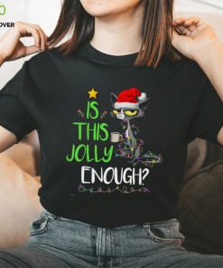 Is This Jolly Enough Black Cat Merry Christmas Tree Lights Shirt