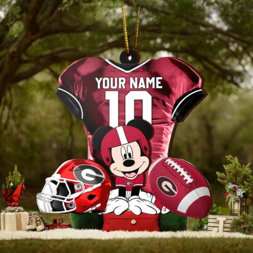 Ncaa Georgia Bulldogs Mickey Mouse Christmas Ornament Custom Your Name And Number