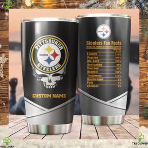 Pittsburgh Steelers Fan Facts Super Bowl Champions American NFL Football Team Logo Grateful Dead Skull Custom Name Personalized Tumbler Cup For Fans