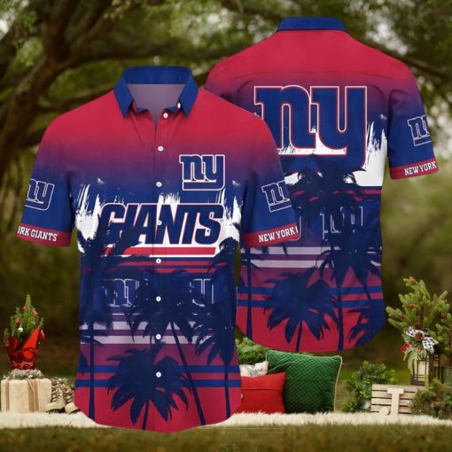 NFL Summer NY Giants Hawaiian Shirt Tropical Pattern Graphic For Sports Enthusiast