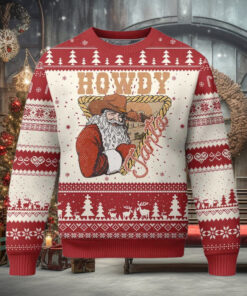 Xmas Cowboy Santa Ugly Christmas Sweater Howdy Santa Vintage Western