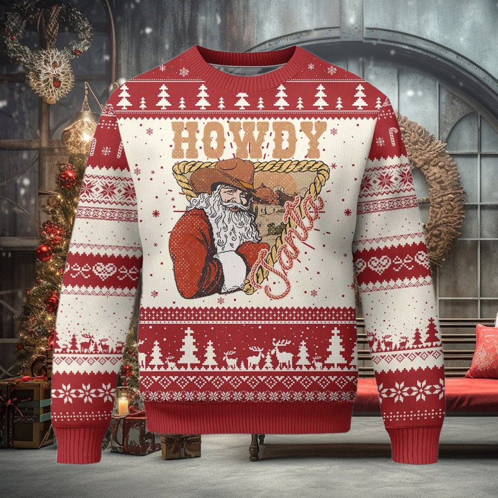 Xmas Cowboy Santa Ugly Christmas Sweater Howdy Santa Vintage Western Xmas Cowboy Santa Ugly Christmas Sweater Howdy Santa Vintage Western
